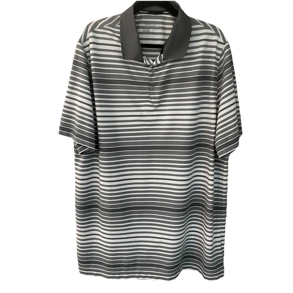 Nike Golf Polo Shirt Gray Striped XXL Excellent Condition